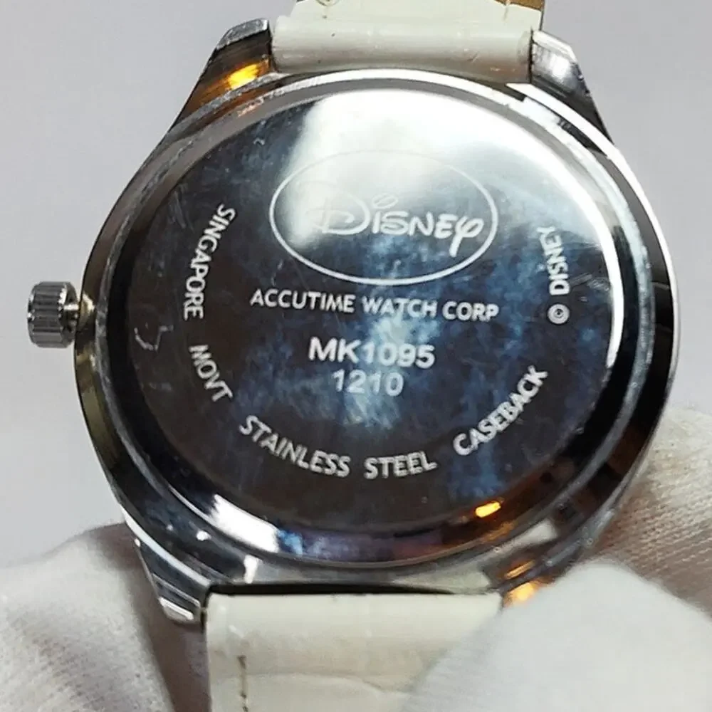 Disney Minnie Mouse Crystal Bezel White Strap Watch